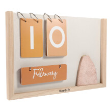 Wooden Calendar Page Turning Desk Decor Manual Calendar
