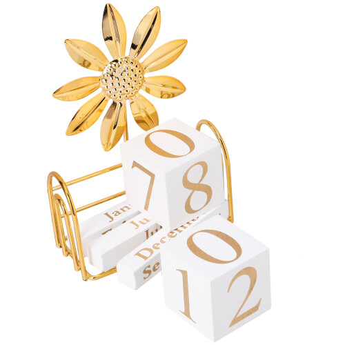 3 Sets Wood Calendar Block Office Perpetual Table Decor 1
