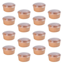50 Pcs Kraft Paper 26 Oz With Lid For Food Packaging
