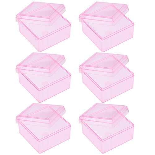 6Pcs Wedding Candy Boxes Square Plastic Gift Case Party Supplies Pink