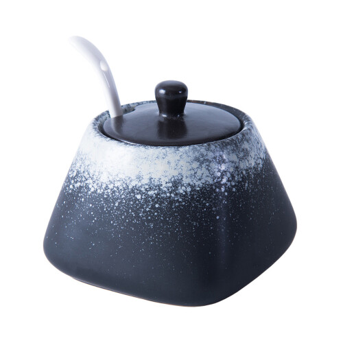 2Pcs Simple Ceramic Sugar Bowl Salt Pot Pepper Storage Jar For Kitchen