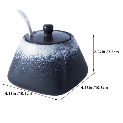 2Pcs Simple Ceramic Sugar Bowl Salt Pot Pepper Storage Jar For Kitchen 1