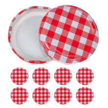 10Pcs Checkered Jam Jar Lids For Regular Mouth Canning Jars
