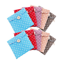 10 pcs linen sanitary napkin pouch portable container random color