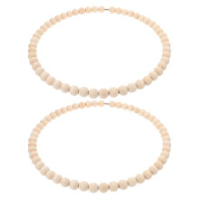 8 Pcs Diy Wooden Bead Wreath With Stainless Steel Hoop 30cm
