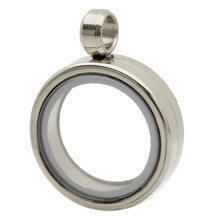 10Pcs Round Photo Frame Floating Locket Clear Stainless Steel Necklace