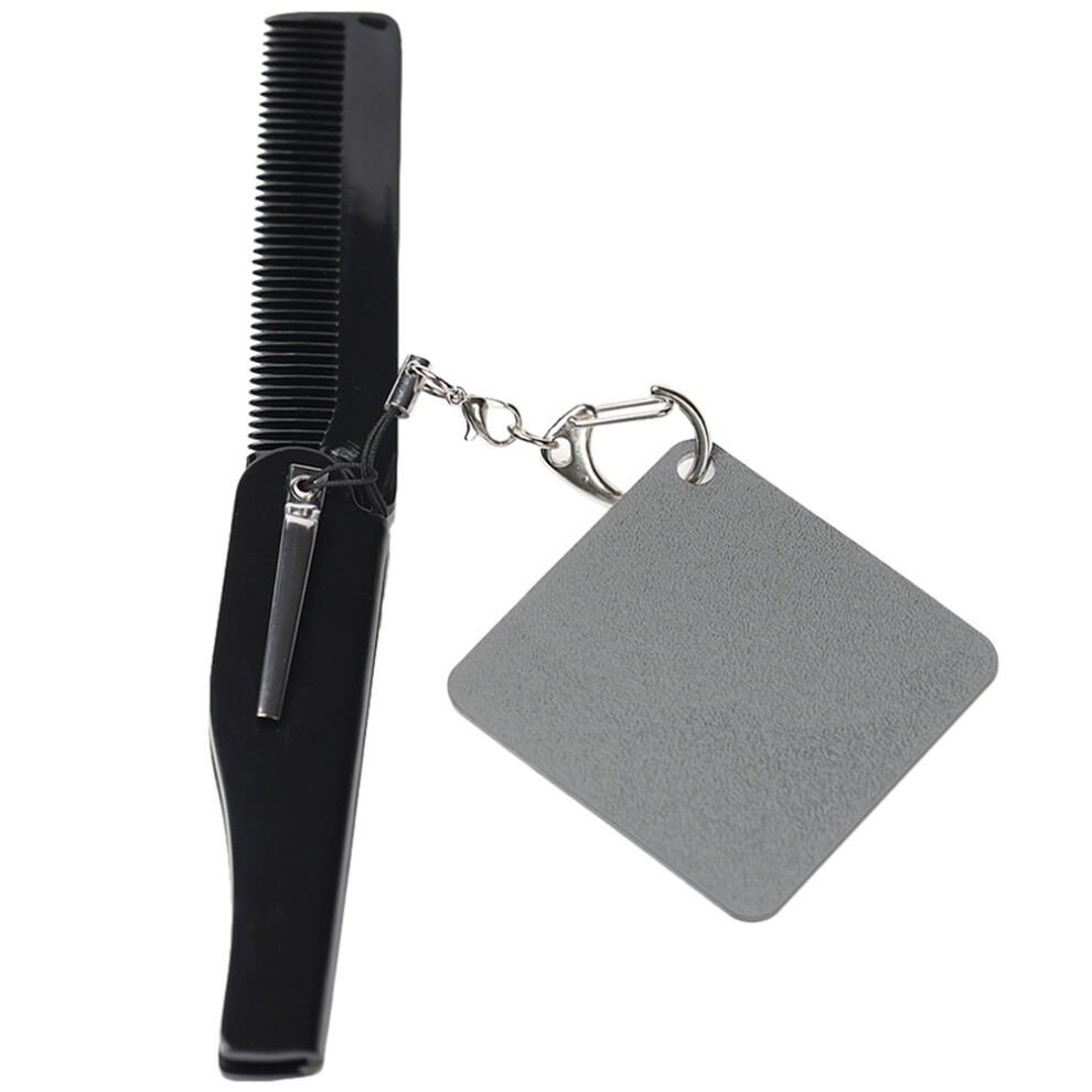 Happyyami Unisex 4Pcs Portable Foldable Comb Set For Men With Keychain Mirror