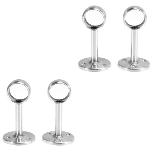 4 Pcs Round Stainless Steel Closet Pole Socket Bracket For 25Mm Rod 2