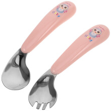 1 Pair Children's Stainless Steel Fork and Spoon Set Lunch Utensils