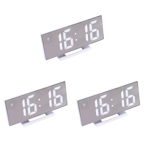 3Pcs LED Large Screen Digital Alarm Clock For Bedroom White 1