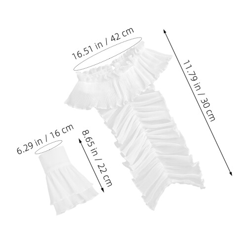 Ruffle Collar And Wrist Cuffs Set Vintage False Neck Elegant Accessory 1
