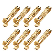 8St Mini Servierpincetten 4 Inch Roestvrijstaal Goud Voor Thee Koffie Feest