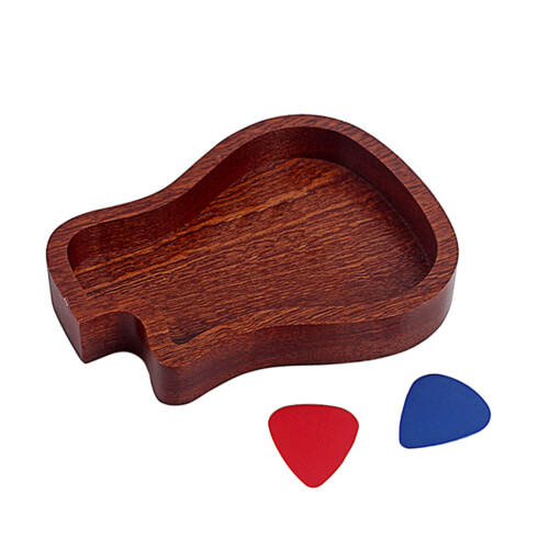 3Pcs Wooden Guitar Pick Holder Storage Box With 2 Picks 1