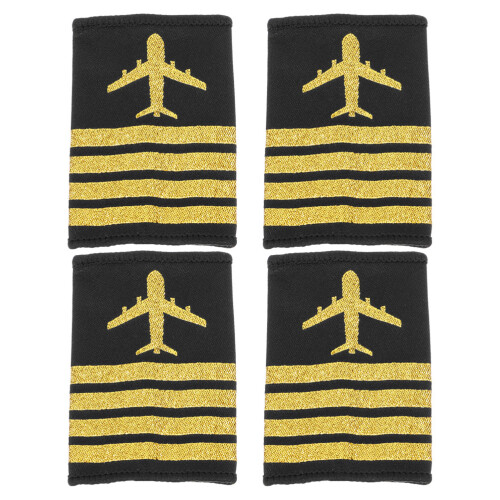 2 Pairs Pilot Uniform Epaulets With Stripes For Cosplay Performance
