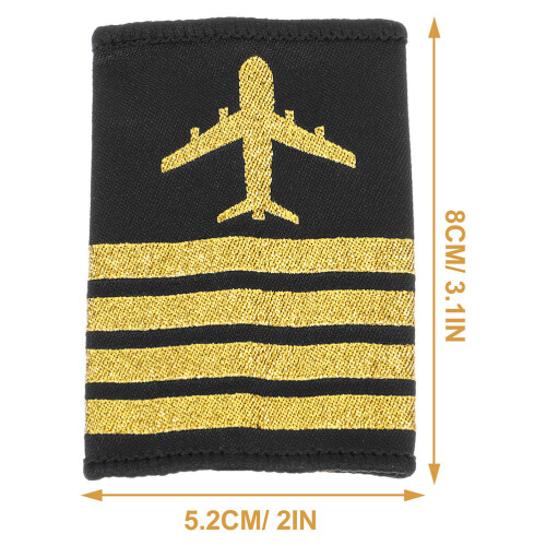 2 Pairs Pilot Uniform Epaulets With Stripes For Cosplay Performance 1