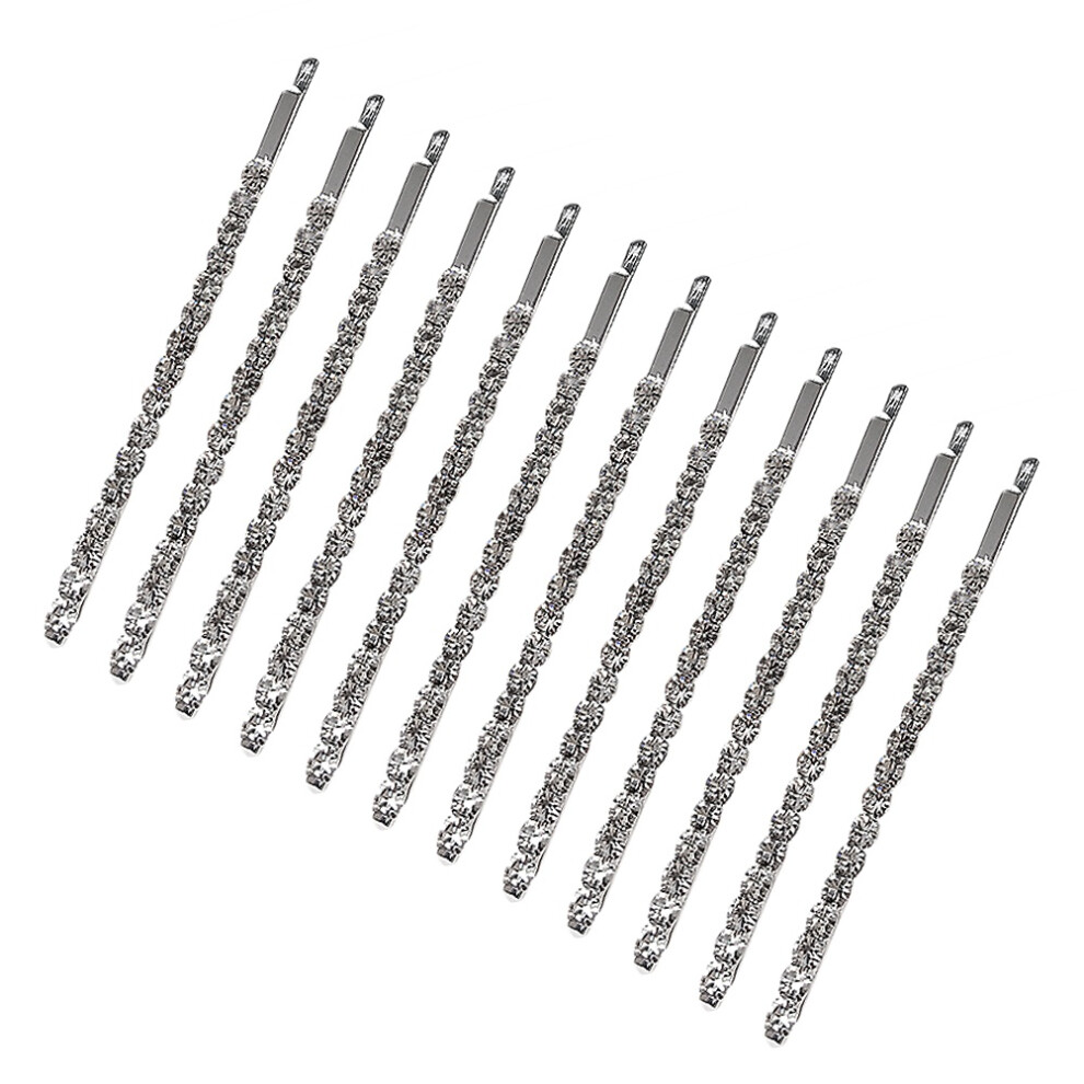 12pcs silver rhinestone hair clips crystal bobby pins wedding