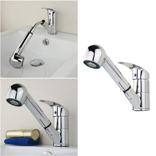 2Pcs Copper Brushed Sink Faucet With Single Handle Pull Down Sprayer 1