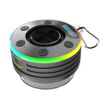 Shower Speaker Long-Lasting Battery Life With FM Radio Function Suction Cup Stereo Subwoofer ABS Black