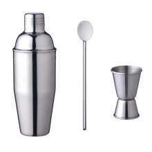 3Stk Cocktailshaker Set Mit 750Ml Shaker, Messbecher, Rührlöffel