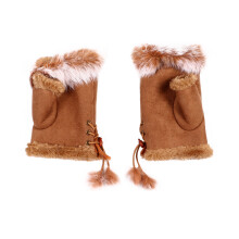 1 Paar Kaninchenfell Halbfingerhandschuhe Für Den Winter