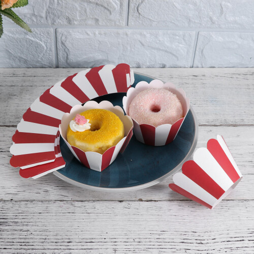 24Stk Gestreifte Papier Cupcake Förmchen Für Kuchen 2