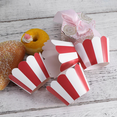24Stk Gestreifte Papier Cupcake Förmchen Für Kuchen 1