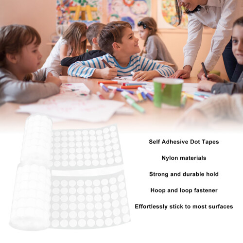 2 Rolls 504 Pairs 1.5cm White Self Adhesive Hook and Loop Dots Tapes 2