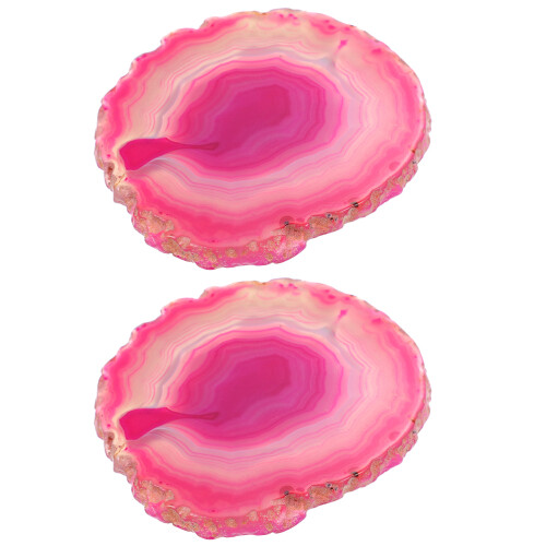 2Pcs Natural Agate Coaster Wine Cup Mat Decorative Chic Stone Pad 2