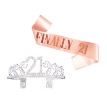 1 Set Crown Hair Comb And Letter Sash 21 Birthday Party Etiquette Belt