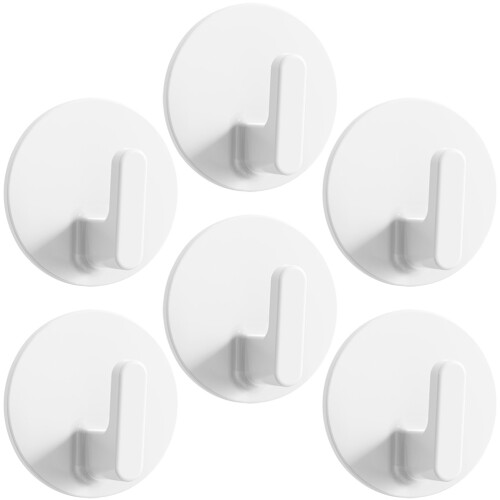 24 Pcs White Adhesive Hooks For Wall Bathroom Key Storage 1