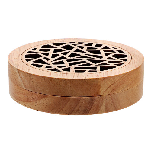 4Pcs Wooden Incense Burner Tabletop Holder Round Cone Case
