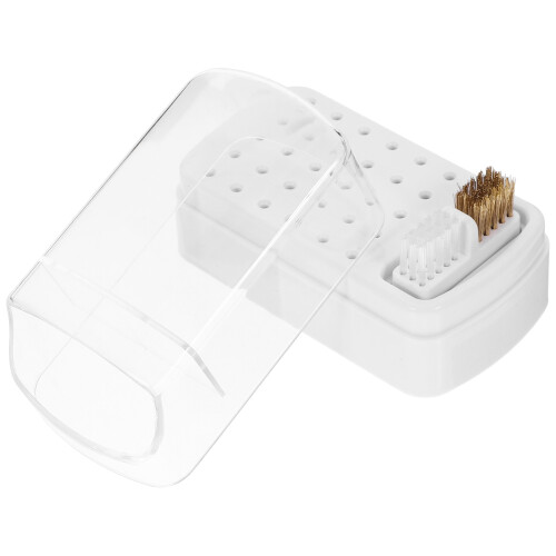 Nail Drill Bit Holder White Grinding Head Storage Box
