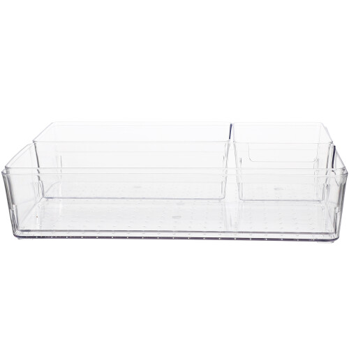 4Pcs Plastic Transparent Desk Drawer Organizer For Office Bathroom 2