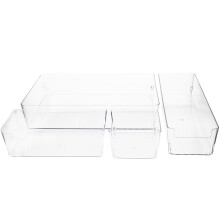 4Pcs Plastic Transparent Desk Drawer Organizer For Office Bathroom