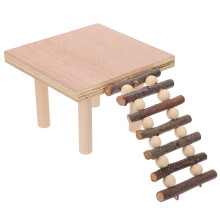 2 Pcs Wooden Hamster Squirrel Standing Board Ladder Platform