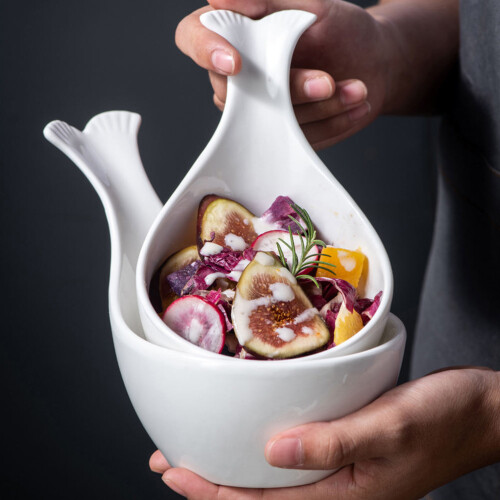 Whale Tail Shape Ceramic Sauce Dish And Fruit Bowl 2