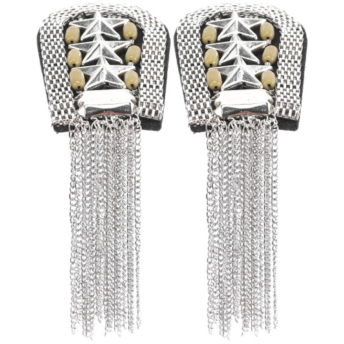 2Pcs Tassel Link Chain Epaulets Shoulder Boards Badge Decor 1