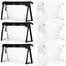 6 Pcs Clear PVC Makeup Toiletry Bags For Travel Storage