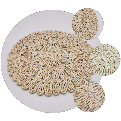 Weave Placemat Corn Husk Round Insulation Coaster Tableware Mat 2
