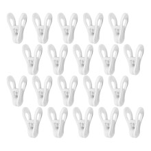 30St Witte Kledingklemmen Wasknijpers Plastic Windbeschermd Set