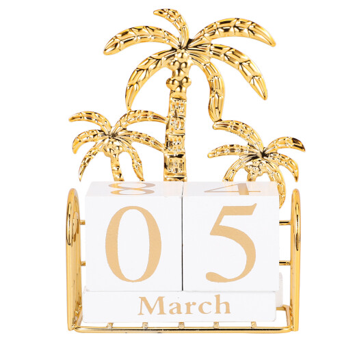 5 Sets Wood Calendar Block Perpetual Table Decor 2