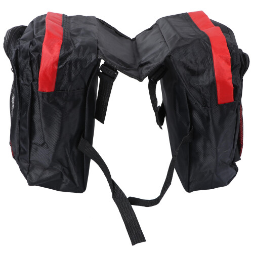 Practical Rear Shelf Frame Saddle Bag Large Dual Compartment Red Black