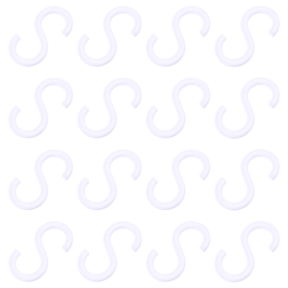 20Pcs White Plastic S Shaped Hooks For Home Hanging Organizers 3353299197997