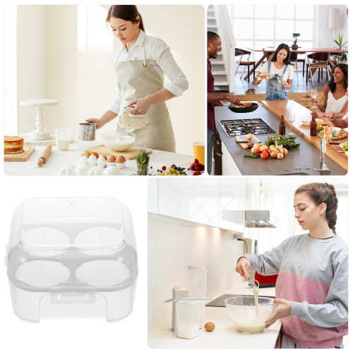 3Pcs 4-Lattice Egg Storage Tray Holder For Household Use White 1