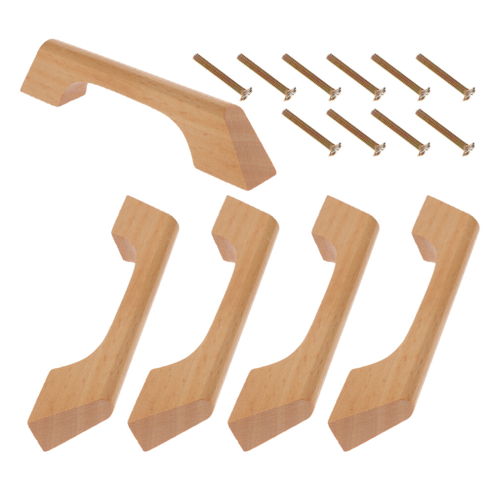 5Pcs Wood Drawer Pulls 4.72 Inch Unfinished For Cabinets Furniture 3353299140757