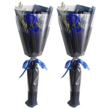 2Pcs Simulated Rose Eternal Flower Bath Soap Bouquet Gift Blue