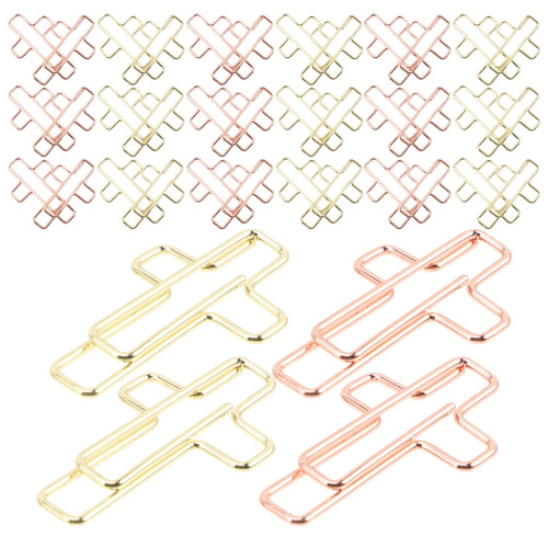 20Pcs Durable Iron Cross Paperclips Decorative Multi-Use Paper Clips