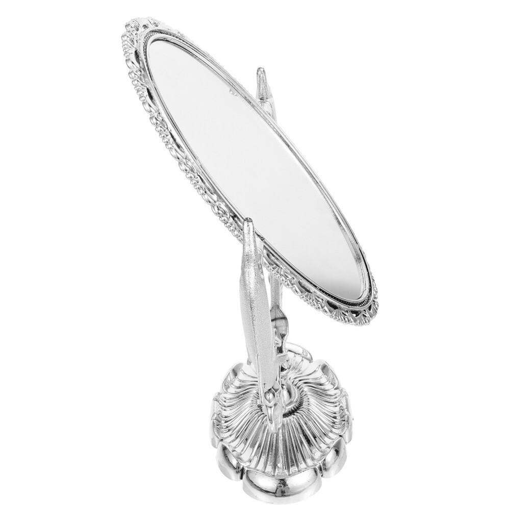 Ohphcall Silver Desktop Makeup Mirror Double-Sided Swivel Tabletop Vanity