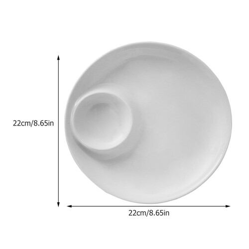 1Pc Ceramic Food Plate Simple Serving Dish For Dumplings White 2