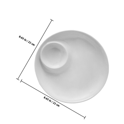 1Pc Ceramic Food Plate Simple Serving Dish For Dumplings White 1